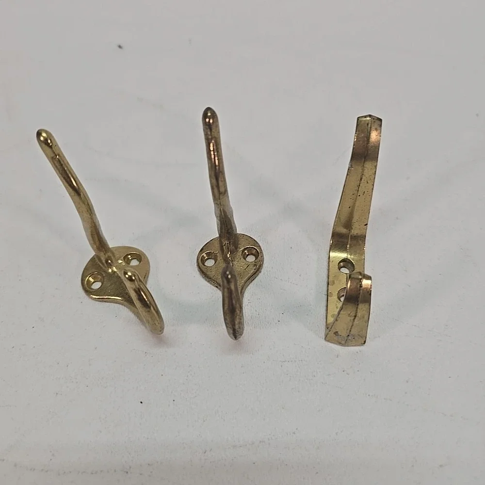 3 BRASS COLORED COAT HOOK